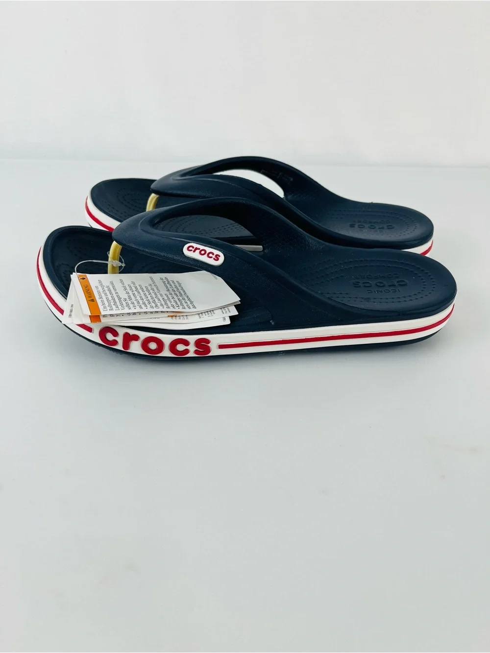 Crocs Unisex Bayaband Flip Flops Navy/Pepper Women’s Size 7 Men’s Size 5